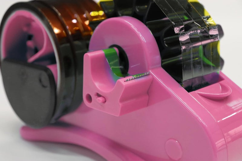Enskatec Heat Tape Dispenser Sublimation with Compartment Slots, Semi-Automatic, Multiple Roll Cut 1" & 3" Core Double Reel Cores Sublimation for Heat Transfer Tape, Pink - Image 4